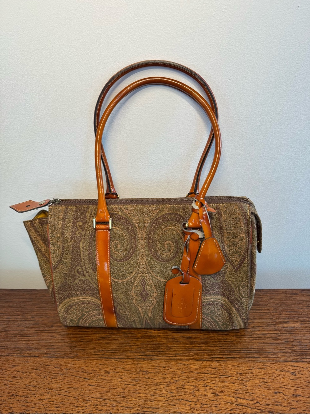 Etro Milano Vintage Paisley Satchel w/Original Lock & Key